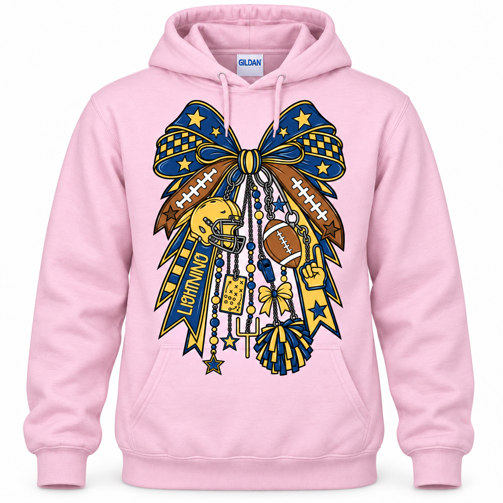 PINK BOW LIGHTNING FOOTBALL