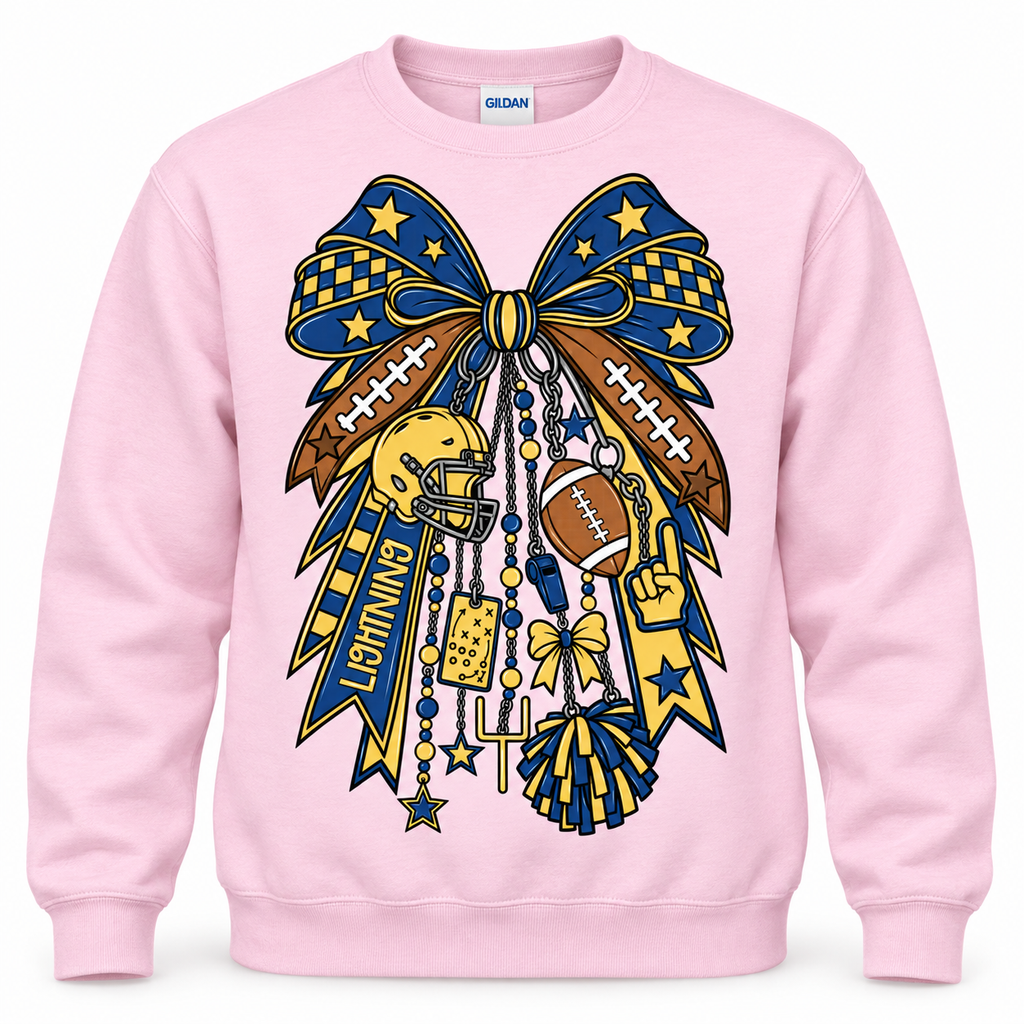 PINK BOW LIGHTNING FOOTBALL