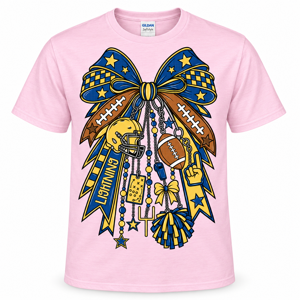 PINK BOW LIGHTNING FOOTBALL