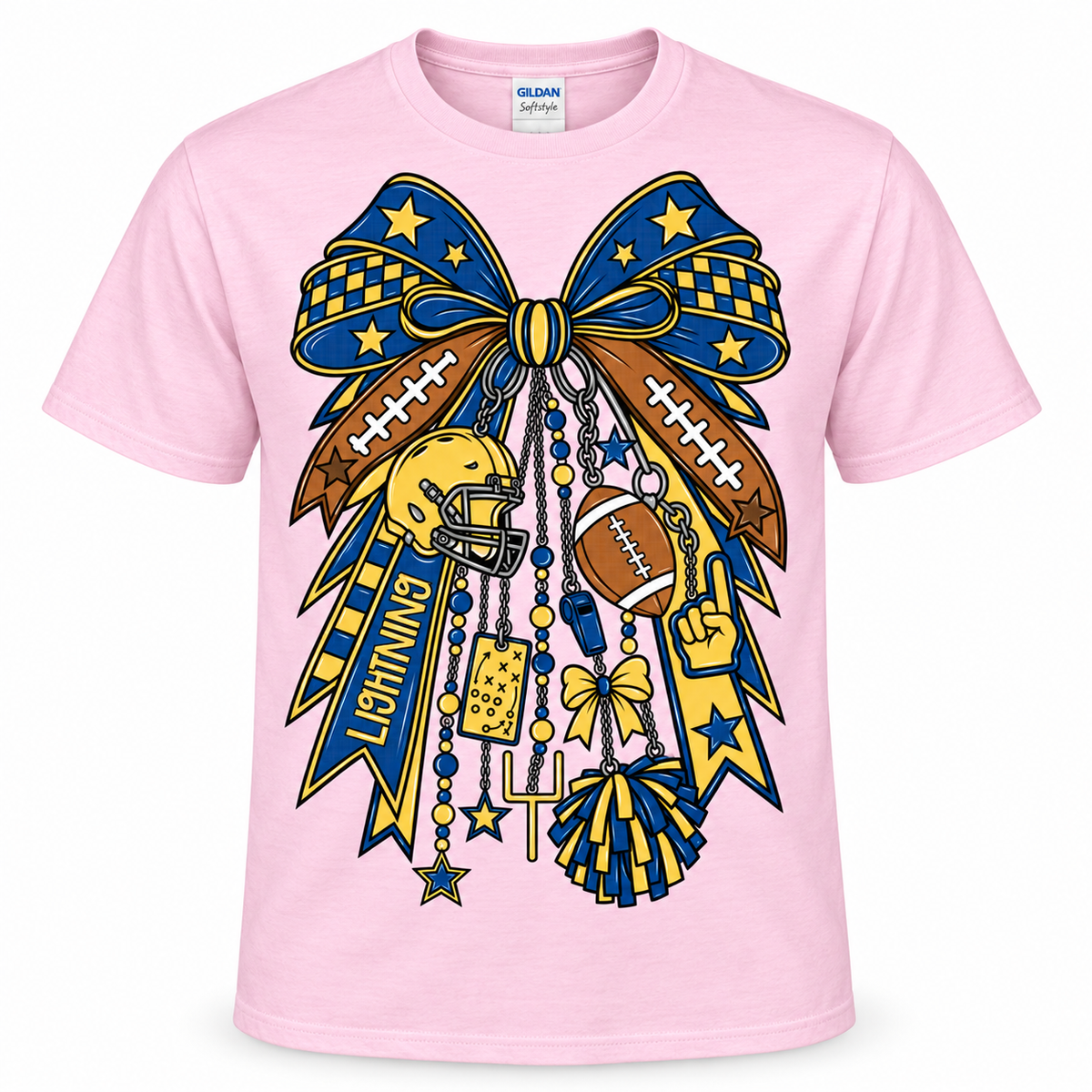PINK BOW LIGHTNING FOOTBALL