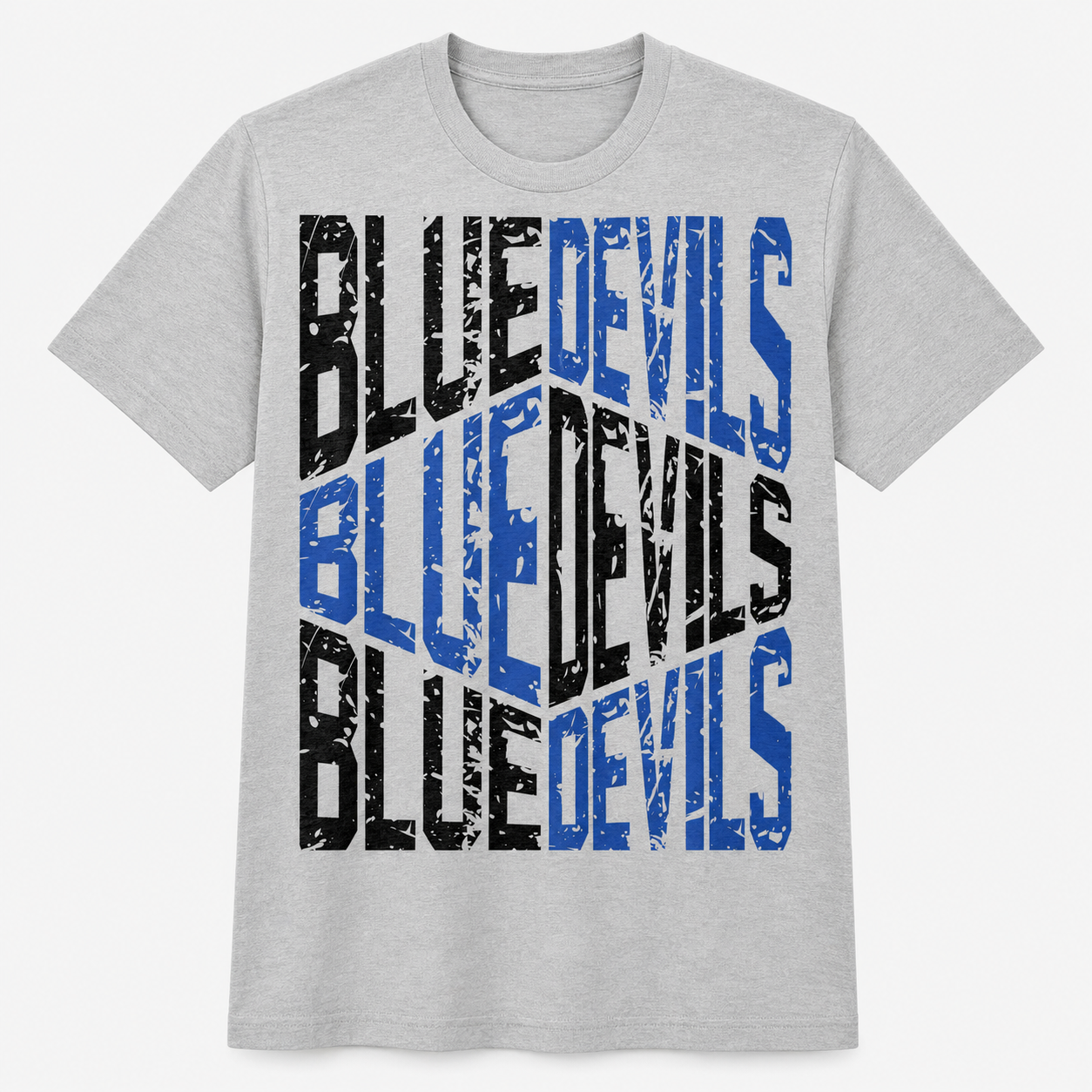 Distressed Blue Devils Logo Tee