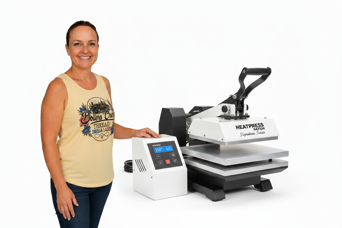 Ashley beside the HeatPress Nation Signature Series